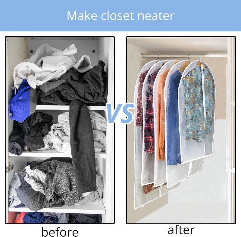 MS KITCHEN Clear Garment Bags For Hanging Clothes, 36" Women Suit Bags, Plastic Garment Bags for Closet Storage, Suit Cover Bags with Zipper for Short Coats, Jackets, Shirts 24"x36"/ 12 Pack - Image 5